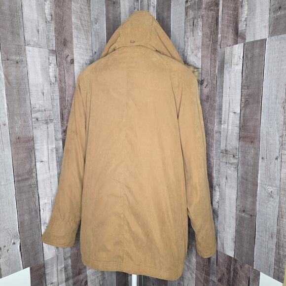 Design & Co Lane Bryant Brown Tan Coat Faux Fur Hood Women's Size 18 / 20 Gift - Picture 3 of 10